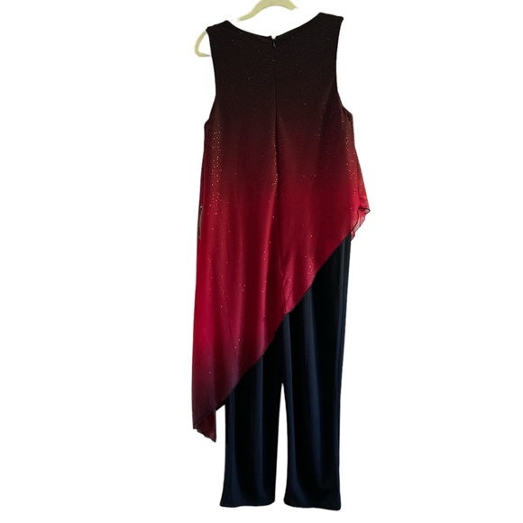 Venus Women’s Sheer overlay Jumpsuit red sparkly and black NEW size Large - Picture 8 of 17